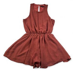 Final Touch Women’s Burnt Orange Romper Cut-Out Back Size Large